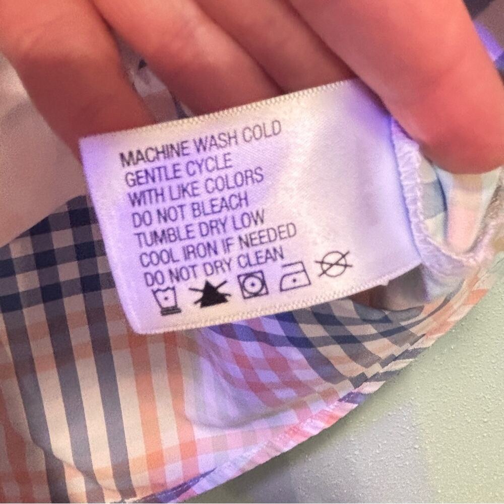 Orvis Women’s Plaid Button-Up Shirt Pink Blue Roll Tab Sleeve Size Medium - Picture 5 of 9